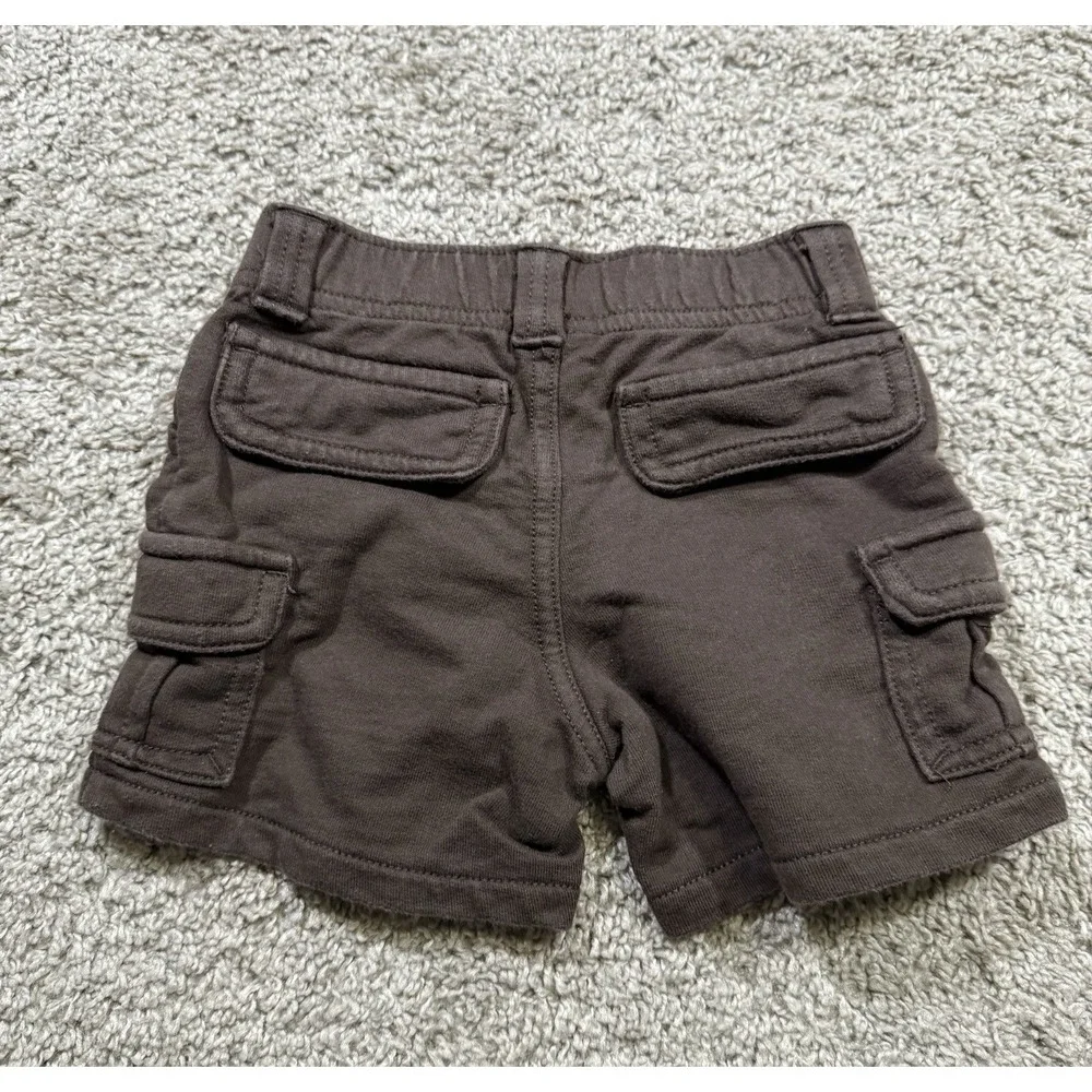 Vintage Gymboree Boys Youth Chocolate Brown Shorts‎ Tractor Truck Cargos 6-12 Mo